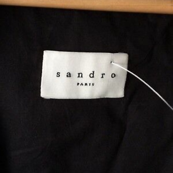 Sandro Paris Jacket Black Hooded Raincoat L NWT - Picture 6 of 8